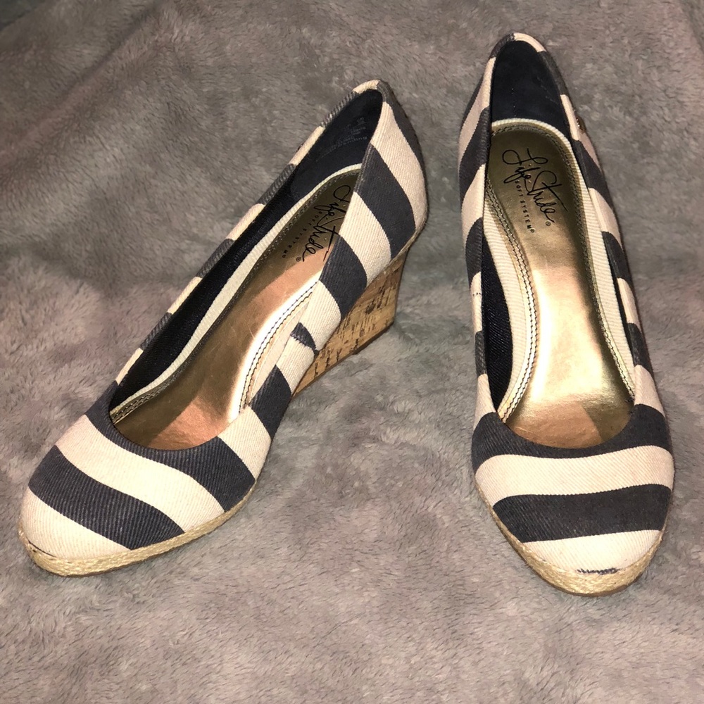 *NWOT* Life Stride | Nautical/Cork Wedges - Sz 8